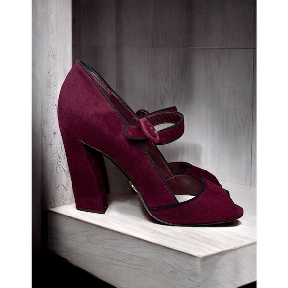 Prada 100mm Peep MJ Suede Pump Size 39 - Picture 2 of 8